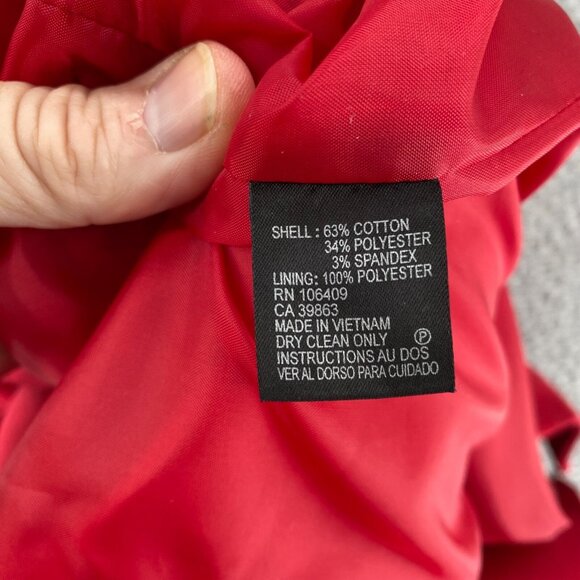 Tahari Jacket Womens 16 Petite Red Zip Pockets Open Front Blazer Stretch Office - Picture 7 of 11